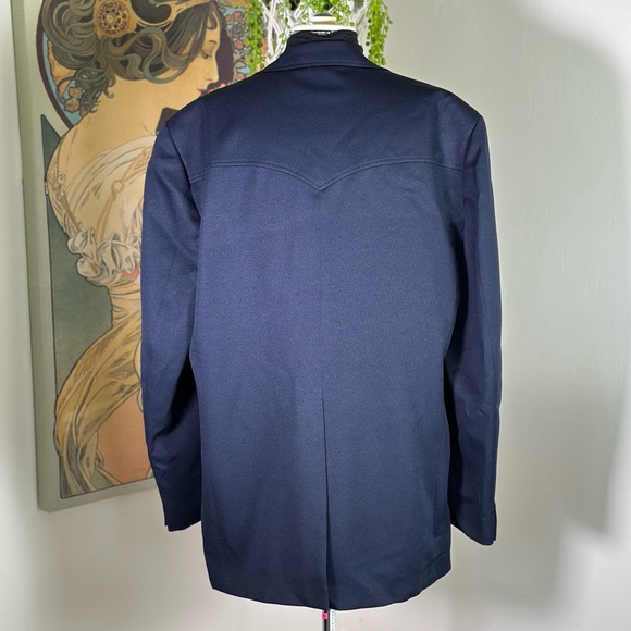 Vintage Circle S Sport Coat 46L Navy Blue USA Mens Ranch Western Wear Blazer - Picture 4 of 9